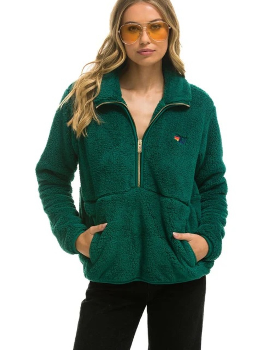 Aviator Nation Dark Teal Half-Zip Fleece Pullover